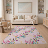 Vibrant Pink Floral Bloom Area Rug