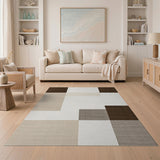 Neutral Geometric Block Area Rug