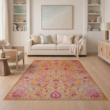 Orange Vibrant Orange Persian Floral Medallion Rug