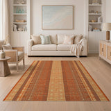 Orange Vertical Stripe Woven Area Rug