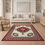 Red Floral Medallion Persian Traditional Persian Area Rug