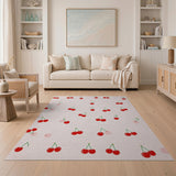 Whimsical Cherry Fruit Pattern Area Rug