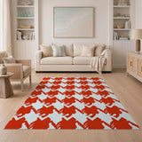 Red Bold Red Houndstooth Area Rug