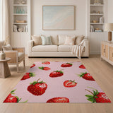 Strawberry Cross-Stitch Pink Area Rug