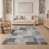 Grey Geometric Block Geometric Modern Area Rug