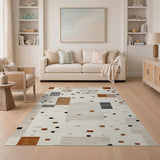Abstract Geometric Beige Neutral Area Rug