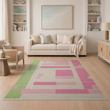 Modern Pink and Mint Geometric Area Rug