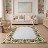 Gold and Silver Ornate Gold Baroque Border Area Rug
