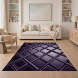 Purple Geometric Diamond Grid Area Rug