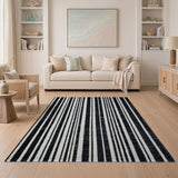 Bold Vertical Geometric Modern Bold Black White Vertical Striped Area Rug