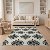Ornate Black Diamond Medallion Area Rug