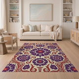 Purple Purple Floral Persian Area Rug