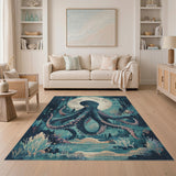 Lunar Octopus Teal Depths Area Rug