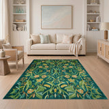 Teal Botanical Floral Vintage Area Rug