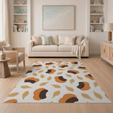 Orange Pod and Leaf Pattern Area Rug