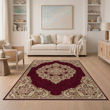 Red Gold Persian Floral Medallion Area Rug