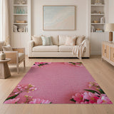 Blush Pink Floral Border Area Rug