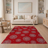 Red Snowflake Holiday Area Rug