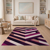 Purple Pink Geometric Diagonal Stripe Rug