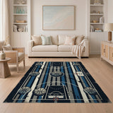 Distressed Vintage Basketball Court Rug
