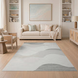 Layered Grey Wave Abstract Area Rug