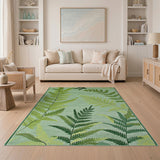 Floral Vintage Green Lush Fern Leaf Green Area Rug