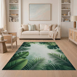 Lush Monstera Palm Leaf Area Rug