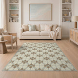 Brown and Tan Beige Tan Geometric Lattice Area Rug