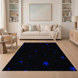 Celestial Blue Stars Night Sky Area Rug