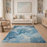 Blue Coral Reef Coastal Area Rug