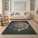 Ornate Filigree Grey Round Area Rug