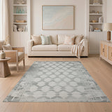 Grey Geometric Diamond Trellis Area Rug