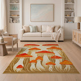 Red Whimsical Red Mushroom Forest Area Rug