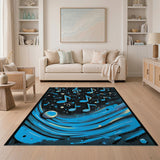 Cosmic Blue Music Notes Area Rug
