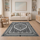 Black and White Black White Intricate Persian Mandala Rug