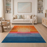 Geometric Modern Multi-color and Patterns Radiant Sunburst Geometric Area Rug
