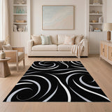 Abstract Area Black White Swirl Abstract Area Rug