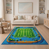 Vibrant Stadium Track Soccer Field Area Rug
