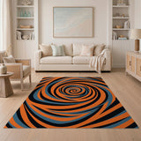 Hypnotic Orange Teal Spiral Area Rug