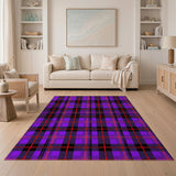 Purple Plaid Area Rug with Black Red Accents