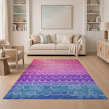 Ombre Wave Area Rug in Pink to Teal