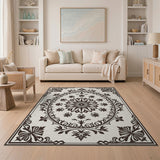 Ornate Beige Persian Floral Medallion Rug