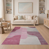 Modern Abstract Pink Wavy Area Rug
