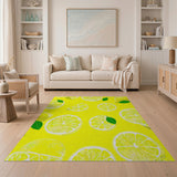 Yellow Fruit Pattern Sunny Lemon Slice Yellow Area Rug