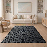 Grey Geometric Modern Grey Geometric Lattice Area Rug