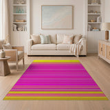 Vibrant Yellow-Pink Striped Area Rug