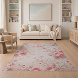 Pink Floral Vintage Blush Peony Floral Vintage Area Rug