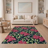 Pink Swirl Roses Floral Area Rug