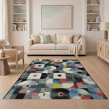 Vinyl Record Mosaic Geometric Area Rug