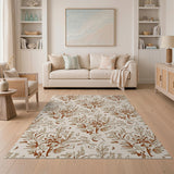Vintage Brown Floral Vine Area Rug